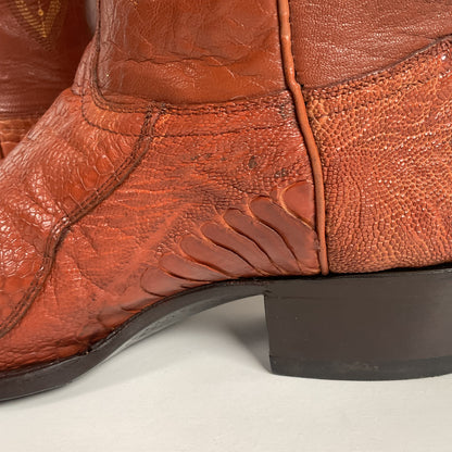Vintage Longhorn Ostrich Leg Cowboy Boots | Exotic | Tooled Inlays | Men’s 13 D