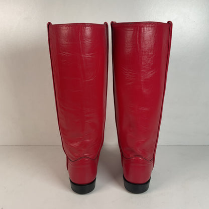 Vintage Justin Ruby Red Riding Boots 8.5 AA (Extra Narrow) USA Made Campus