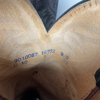 Vintage Dan Post Teju Lizard Cowboy Boots | USA Made | Black Cherry | Men’s 9 D