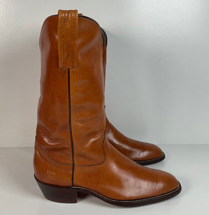 Vintage Frye Cowboy Boots | Burnished Brown Calf | French Toe | Men’s 10.5 D