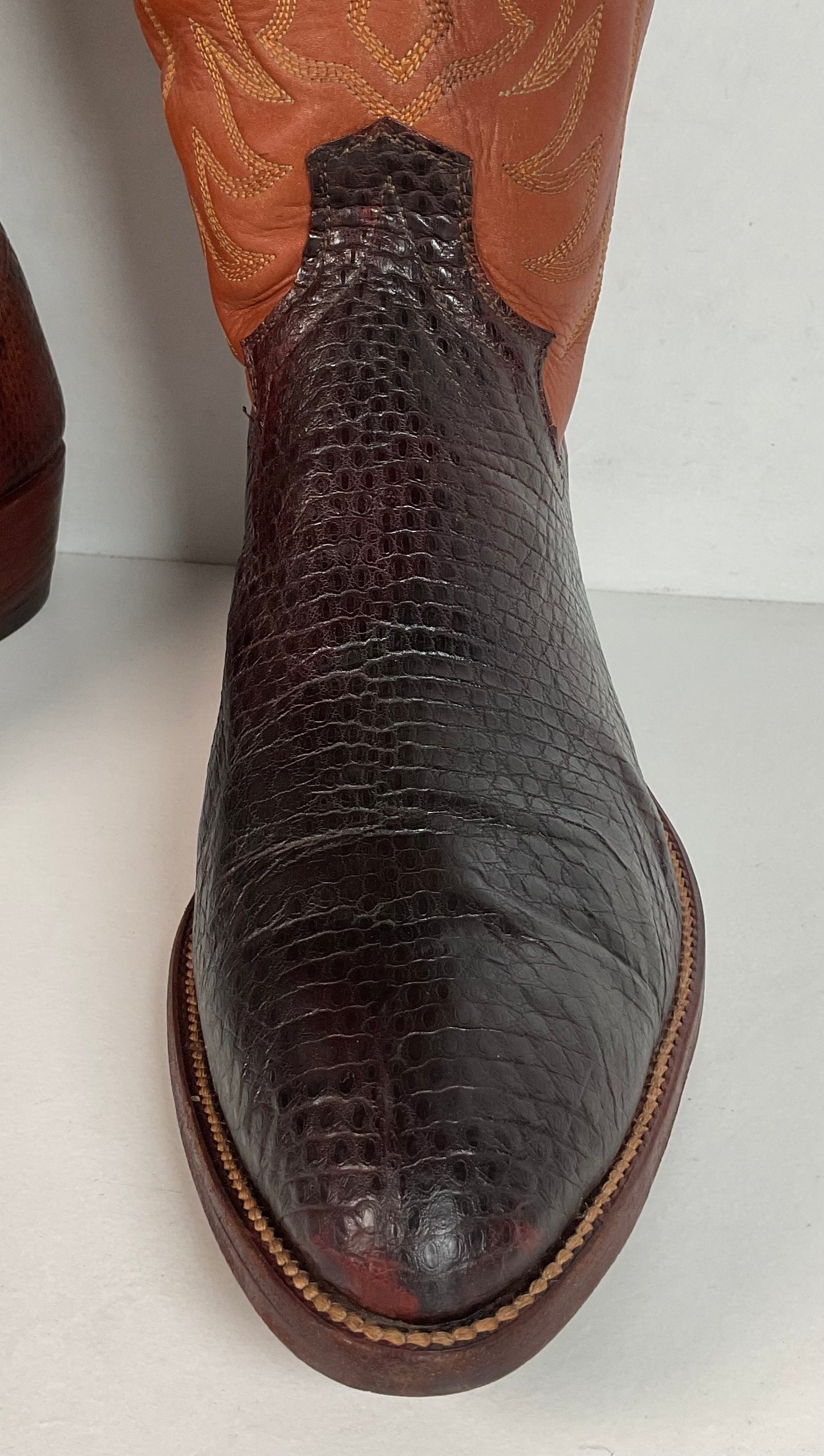 Vintage W.B. Masterson Wrangler Cowboy Boots 12 B (Narrow) Dress Lizard Cut