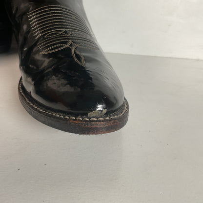Late 1960s Tony Lama Patent Leather Cowboy Boots 10.5 D Glossy USA Made