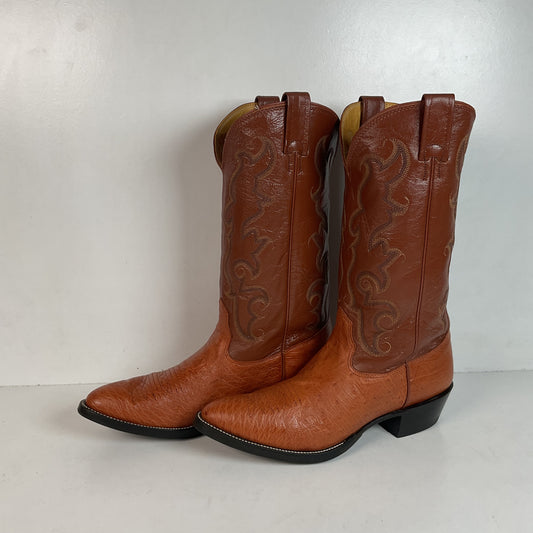 Vintage Nocona Exotic Smooth Ostrich Cowboy Boots Men’s 10.5 C Peanut Brittle