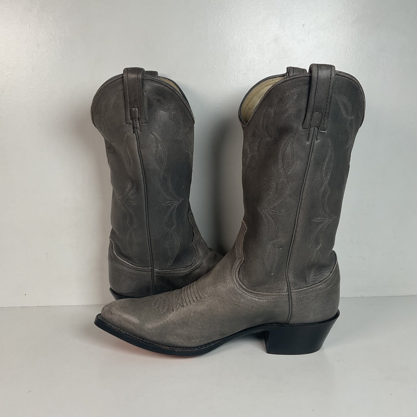 Vintage Dan Post Grey Elk Skin Cowboy Boots 10.5 D USA Made Old Label