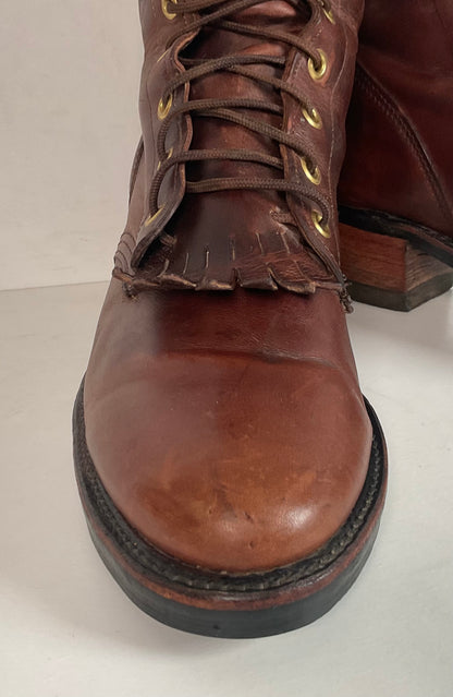 Vintage J. Chisholm Kiltie Packer Boots 10 D USA Made Soft Toe