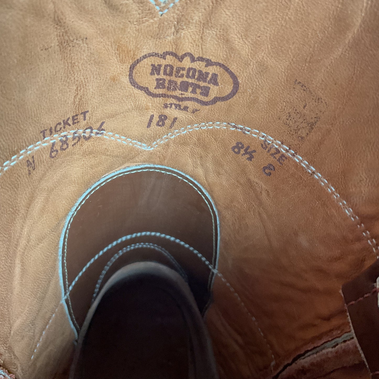 Vintage Nocona Brown Leather Roper Boots 8.5 E USA Made Western 60s 70s