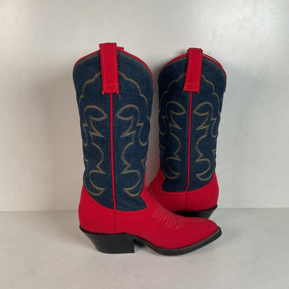 Vintage Denim Cowgirl Boots | Custom Blue Jean | Women’s 6.5