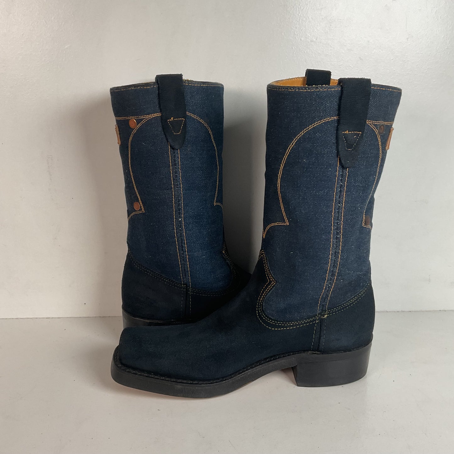 Vintage Rodeo Denim Cowboy Boots Men’s 8 D | Women’s 9 USA Made Chunky