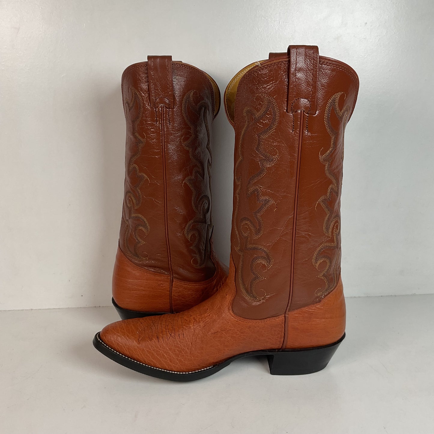 Vintage Nocona Exotic Smooth Ostrich Cowboy Boots Men’s 10.5 C Peanut Brittle