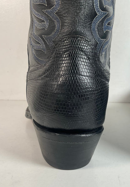 Black Lizard Teju Cowboy Boots 11 D Round Toe