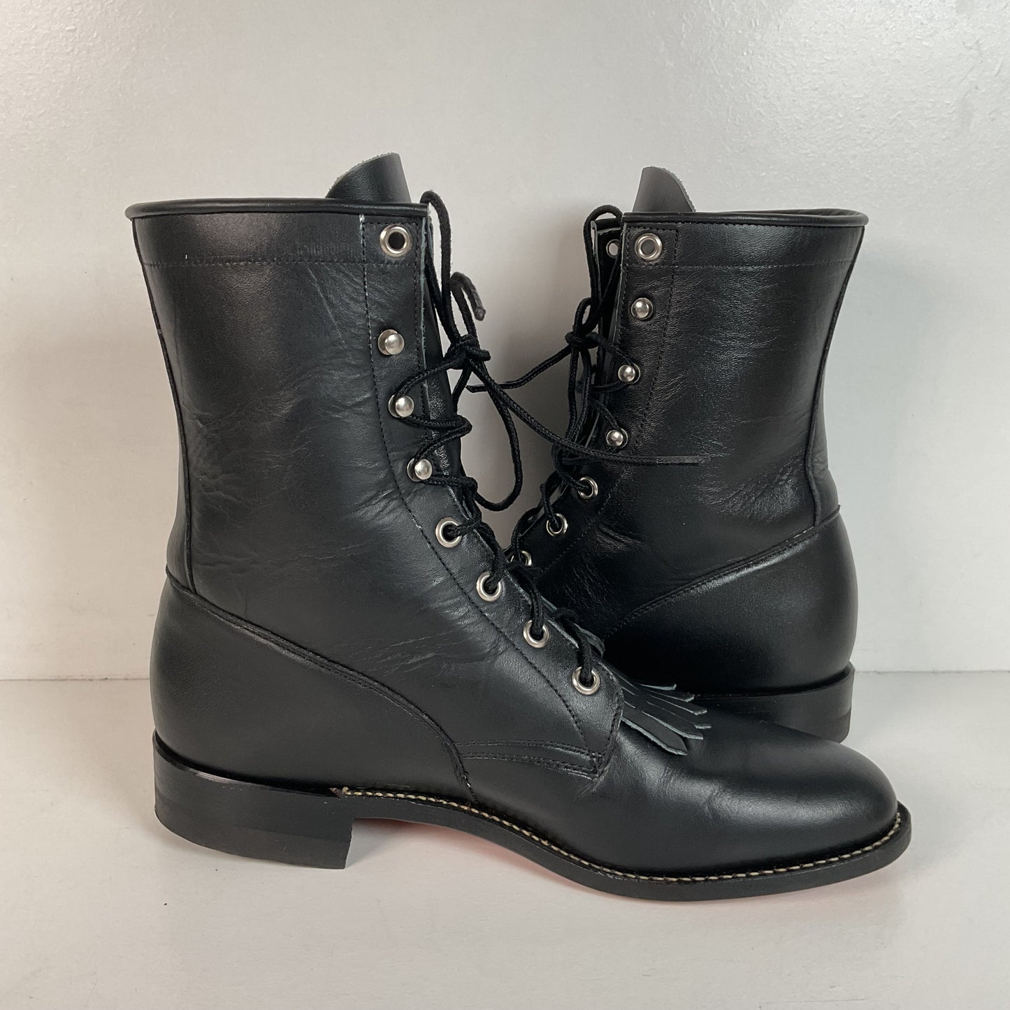 Justin Women’s Kiltie Packer Boots 8 B USA Made Lace Up