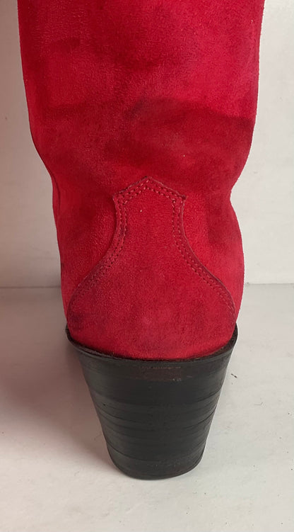 Vintage Justin Red Pig Skin Cowgirl Boots | Brush Off | USA Made | 6 B