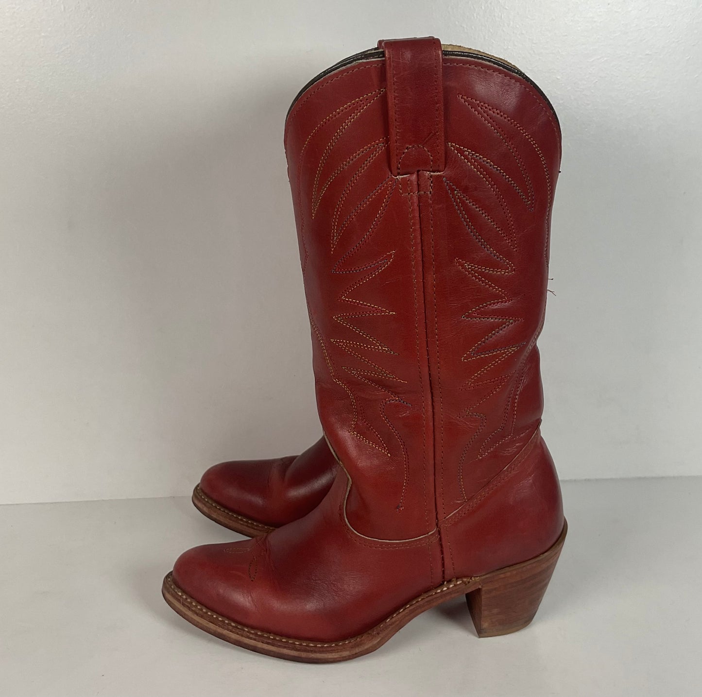 Vintage Double H Cowgirl Boots | Rainbow Stitched | USA Made | Women’s 7 M