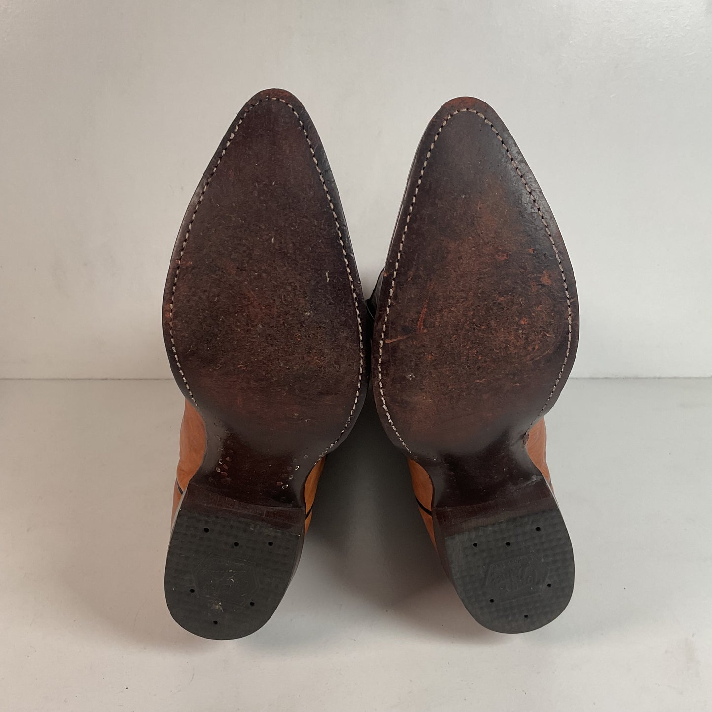 Vintage Tony Lama Gold Label Cowboy Boots — Pecan Bull Shoulder — Men’s 9 D