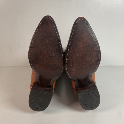 Vintage Tony Lama Gold Label Cowboy Boots — Pecan Bull Shoulder — Men’s 9 D