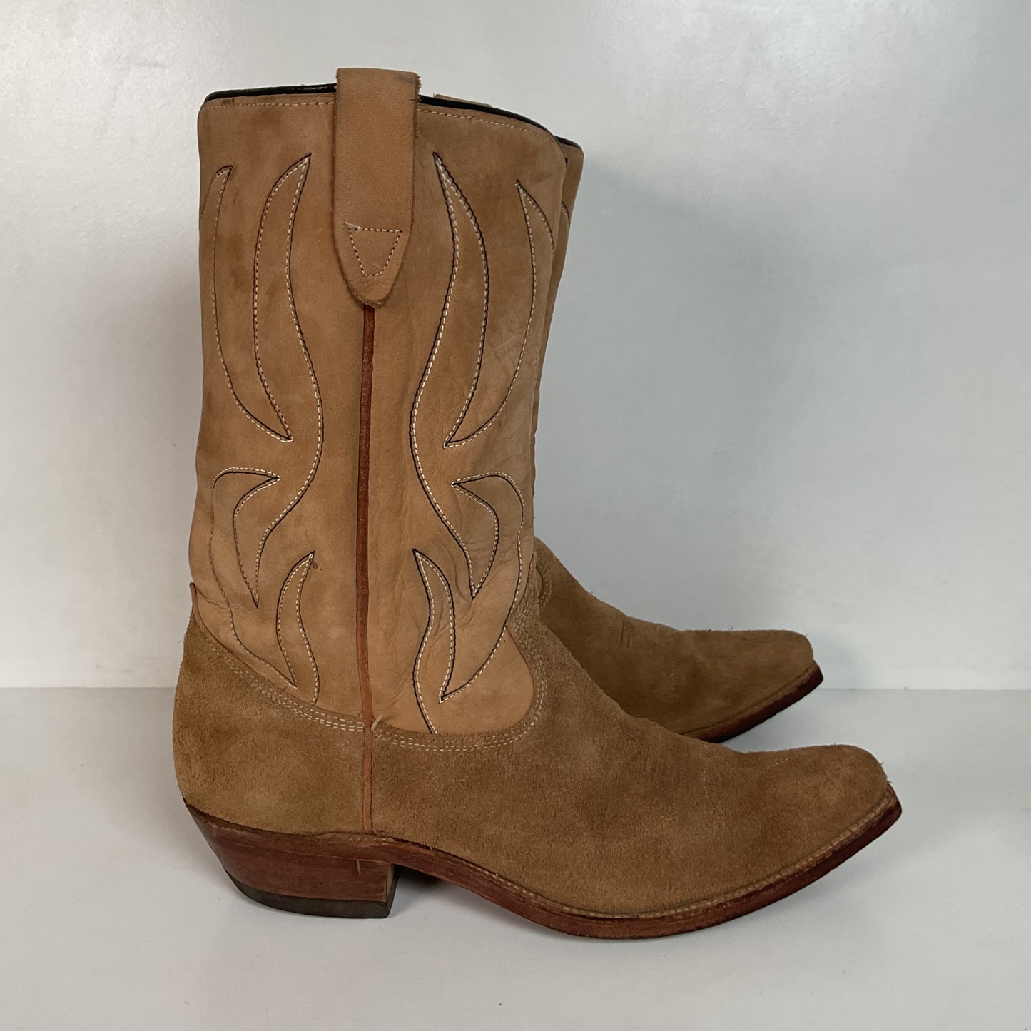 Vintage 1960s Rough Out Suede Cowboy Boots 10 D USA Made
