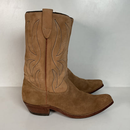 Vintage 1960s Rough Out Suede Cowboy Boots 10 D USA Made