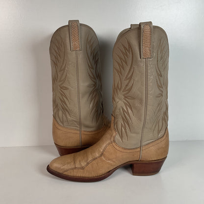 Vintage Dan Post Monitor Lizard Cowboy Boots | Golden Spur Collection | Blonde | 10 D