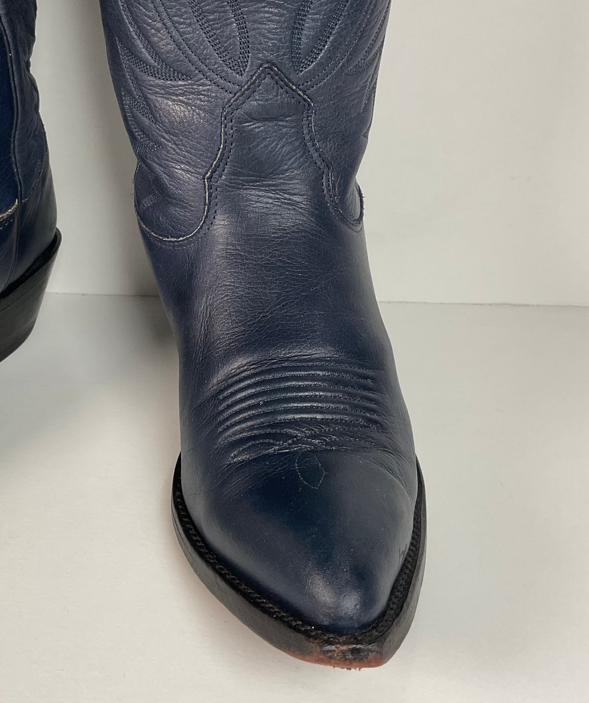 Vintage Nocona Deertan Cowboy Boots | USA Made | Blue | Men’s 7.5 | Women’s 8.5