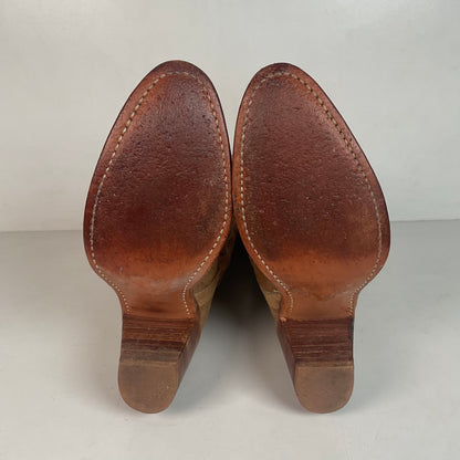 Vintage Miss Capezio Butterfly Inlay Cowgirl Boots 6.5 M USA Rough Out Suede