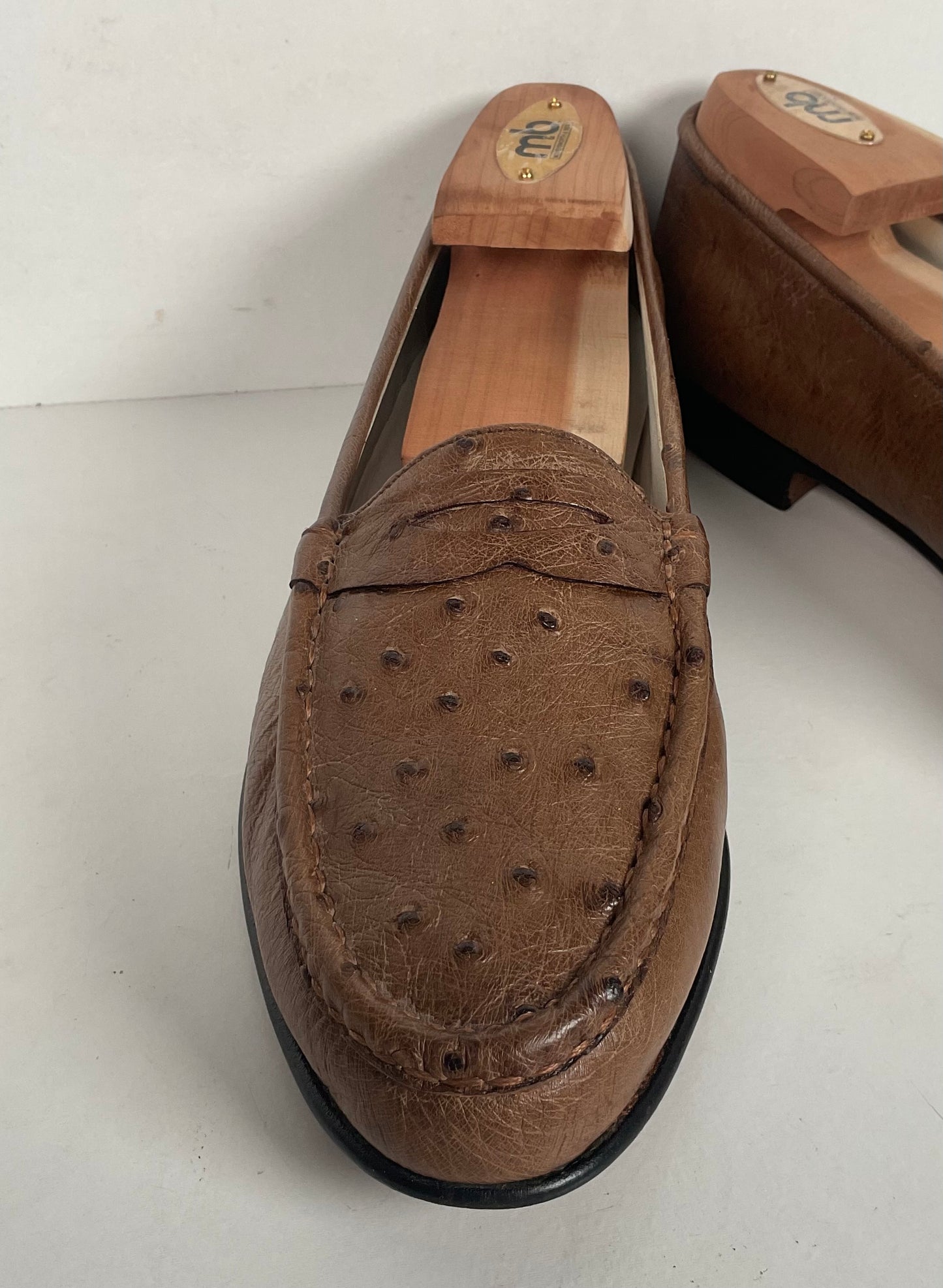 Helene Arpels Ostrich Quill Penny Loafers | Exotic | Brown | 10.5 B