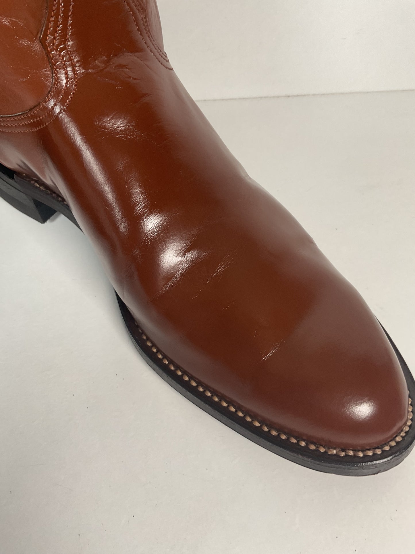 Vintage Nocona Brown Leather Roper Boots 8.5 E USA Made Western 60s 70s