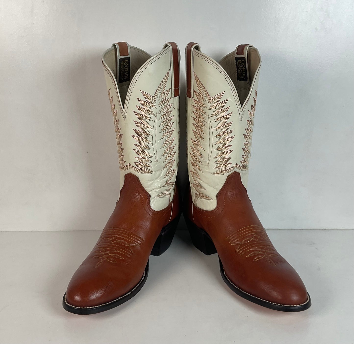 Hondo Calfskin Leather Cowgirl Boots 10 B White Upper