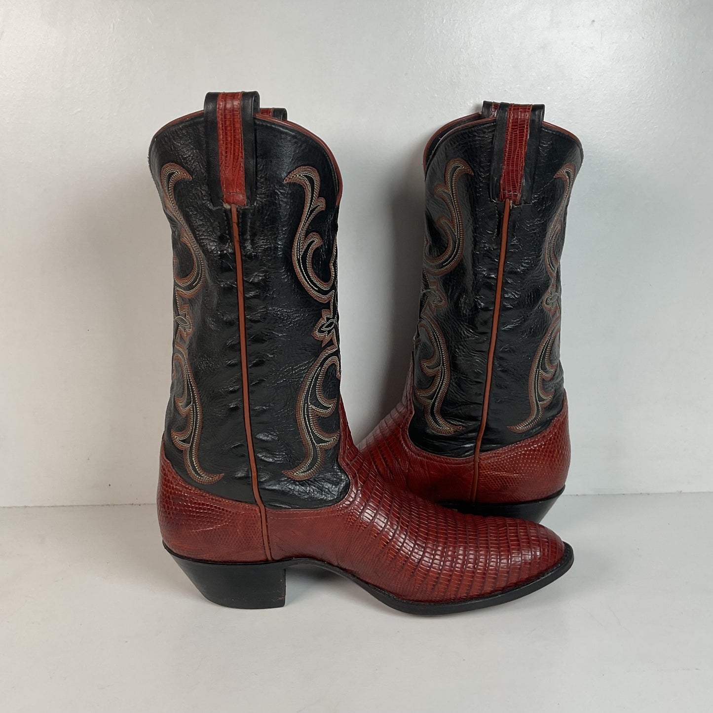 Larry Mahan Teju Lizard Cowboy Boots 10 EE Peanut Brittle