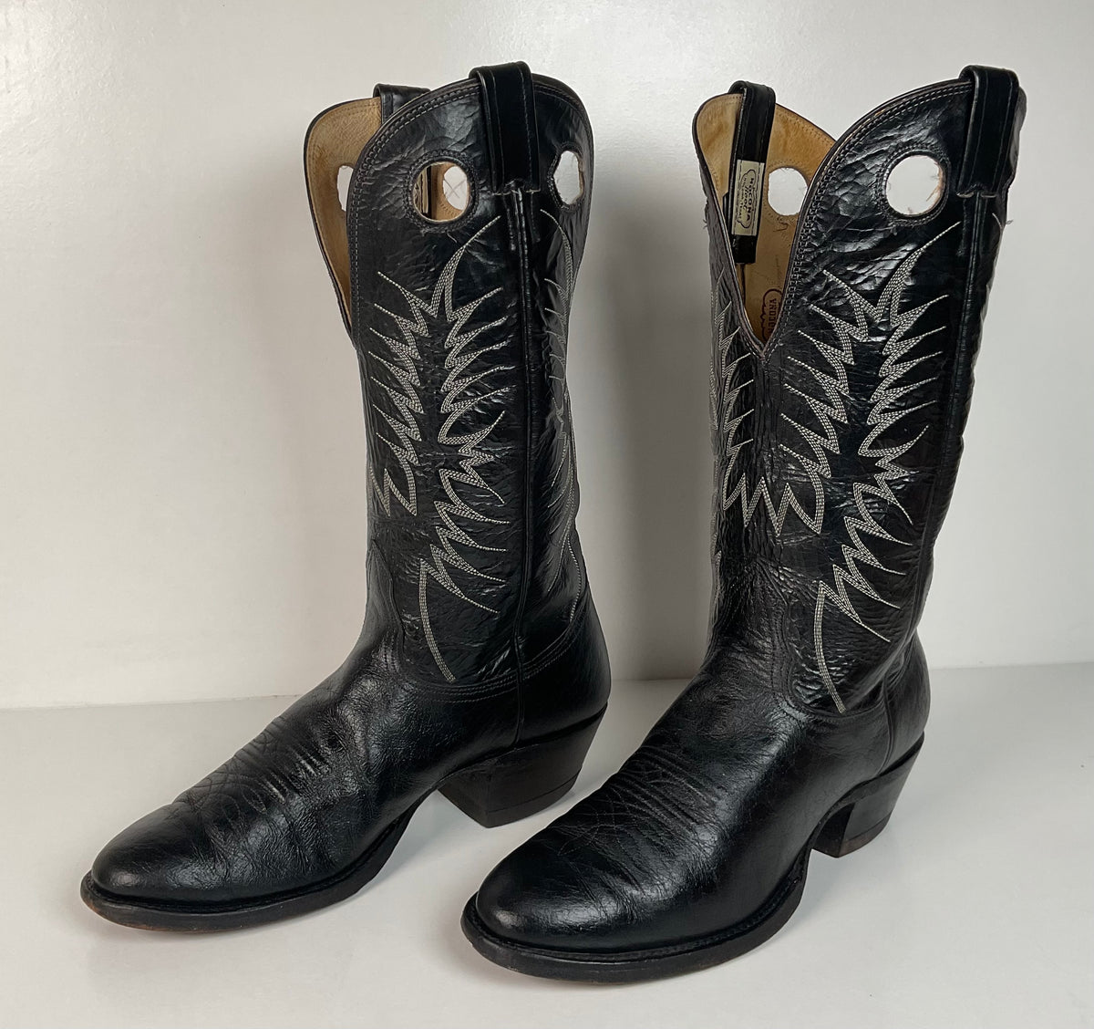 Vintage Nocona Caribou Buckaroo Cowboy Boots | Exotic | Black | Men’s 9.5 D