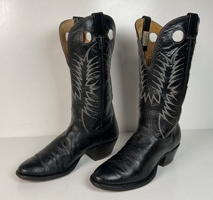 Vintage Nocona Caribou Buckaroo Cowboy Boots | Exotic | Black | Men’s 9.5 D