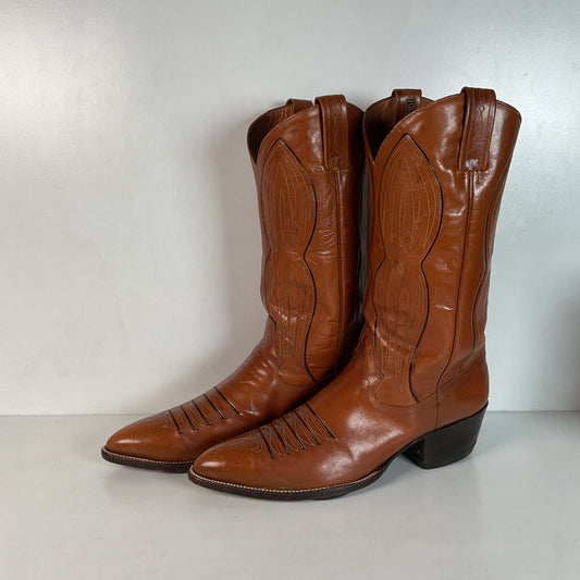 Vintage Dan Post Line Dancing Cowboy Boots 12 B Made in Spain