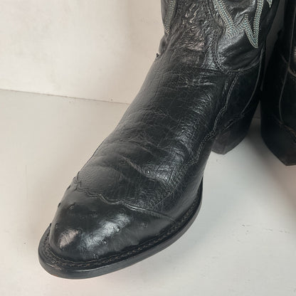 Tony Lama Smooth, Pin Quill Ostrich Cowboy Boots 8.5 EE Wingtip Exotic USA