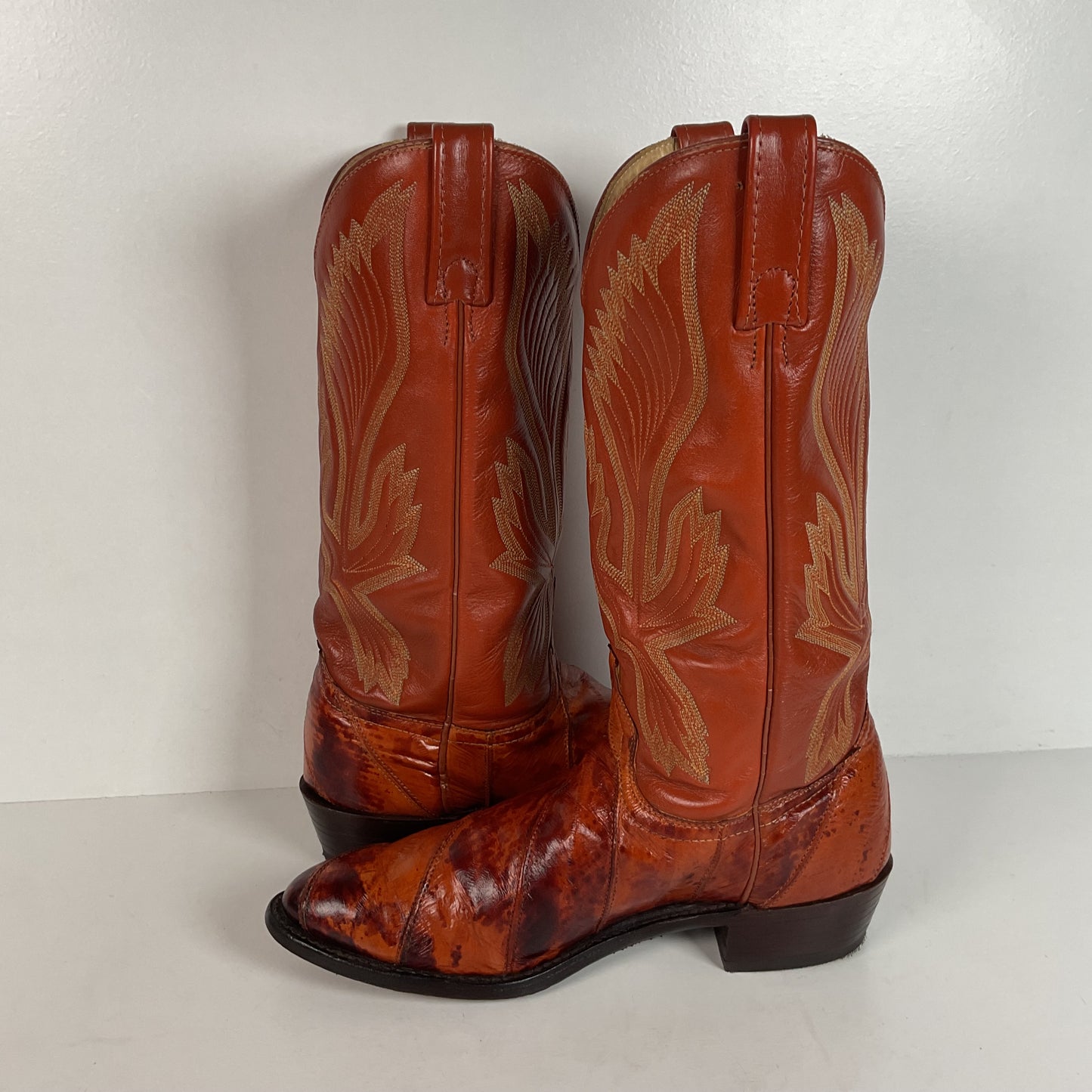 Vintage J. Chisholm Eel Skin Cowboy Boots | Exotic | USA Made | Men’s 8.5 D