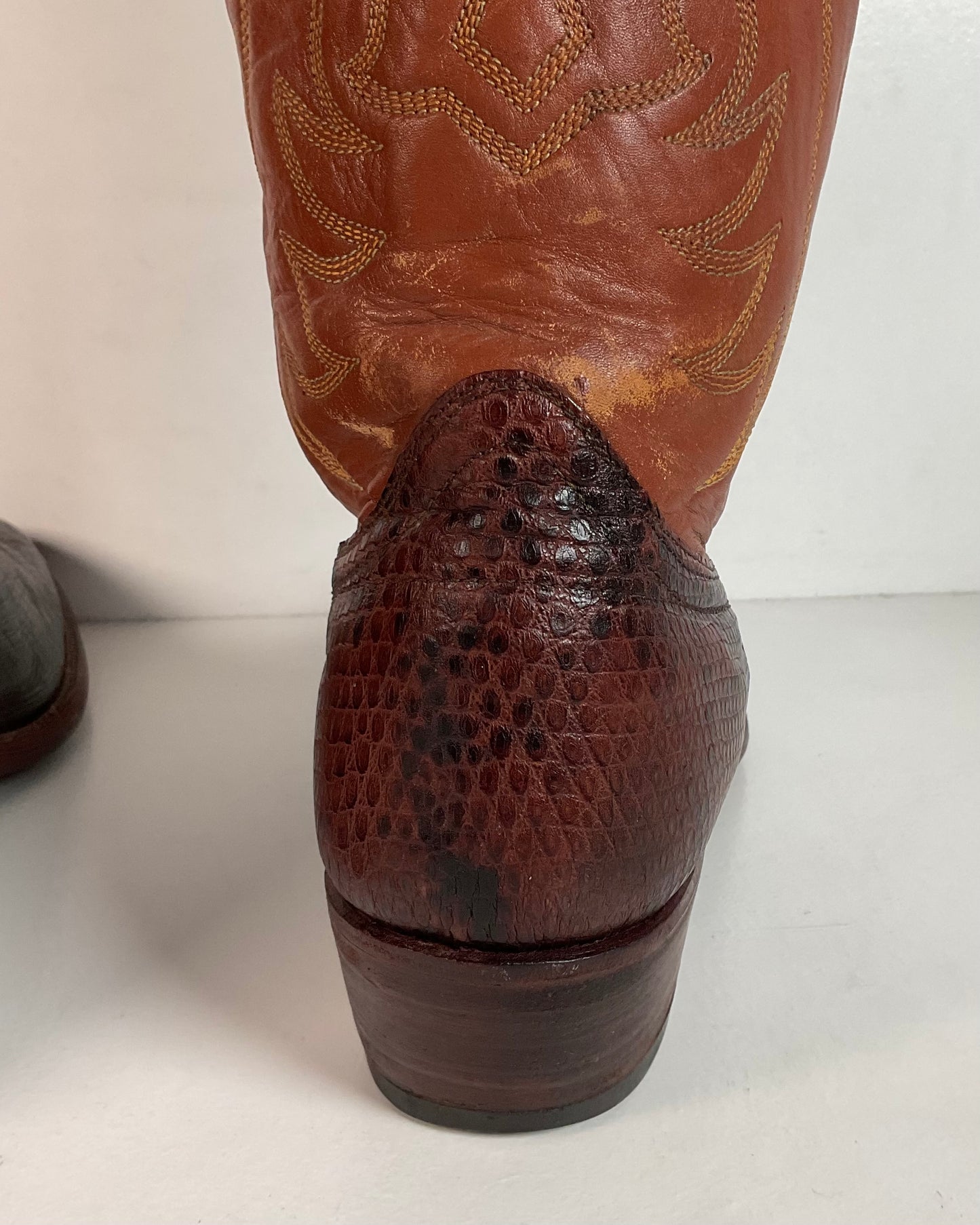 Vintage W.B. Masterson Wrangler Cowboy Boots 12 B (Narrow) Dress Lizard Cut