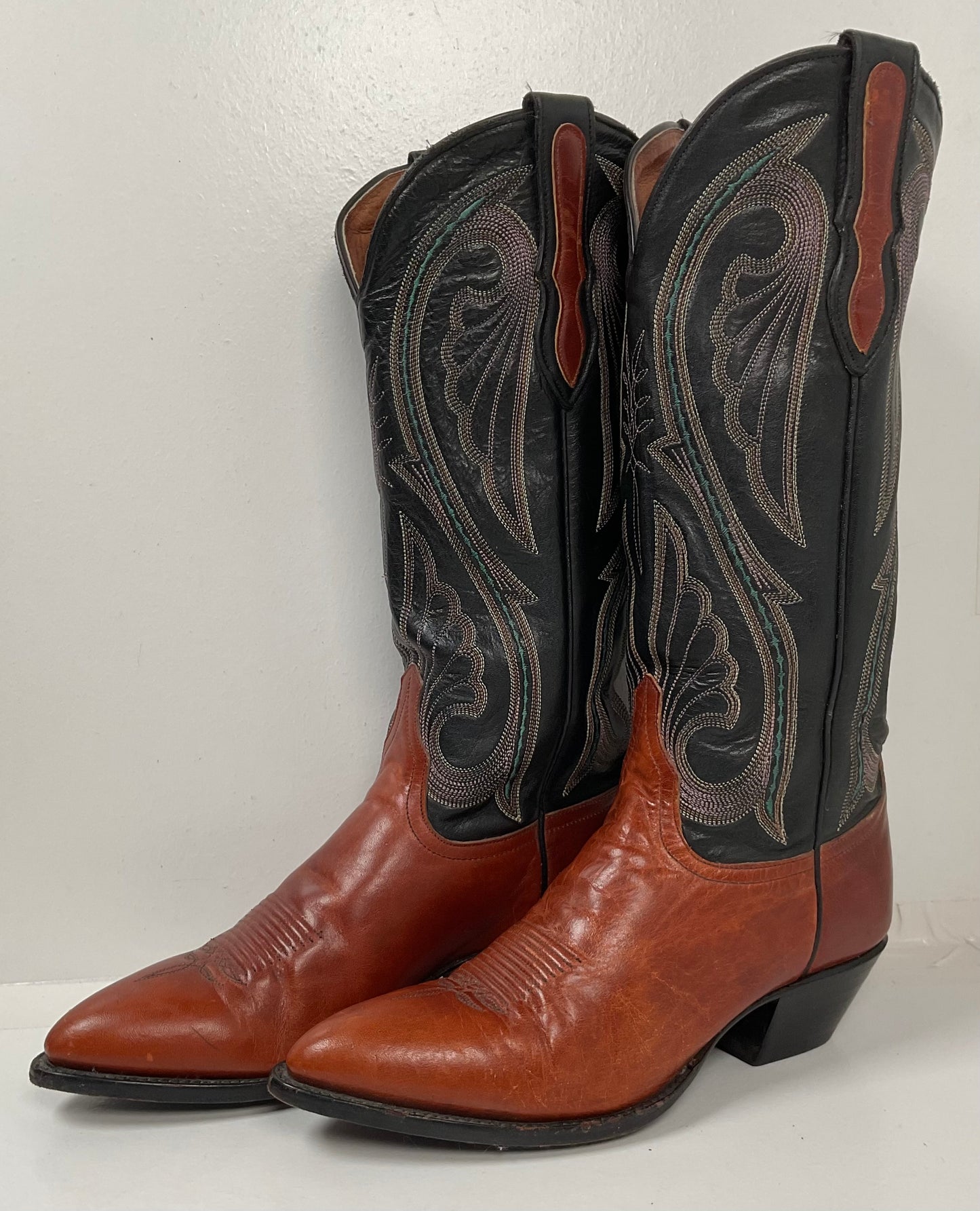 Vintage Larry Mahan Brown Cowgirl Boots 7 M USA Made