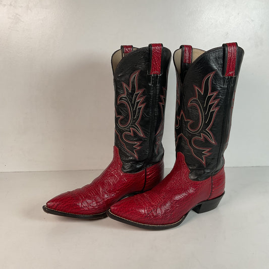 Vintage Hondo Shark Skin Cowgirl Boots 7.5 B Exotic Cherry Red