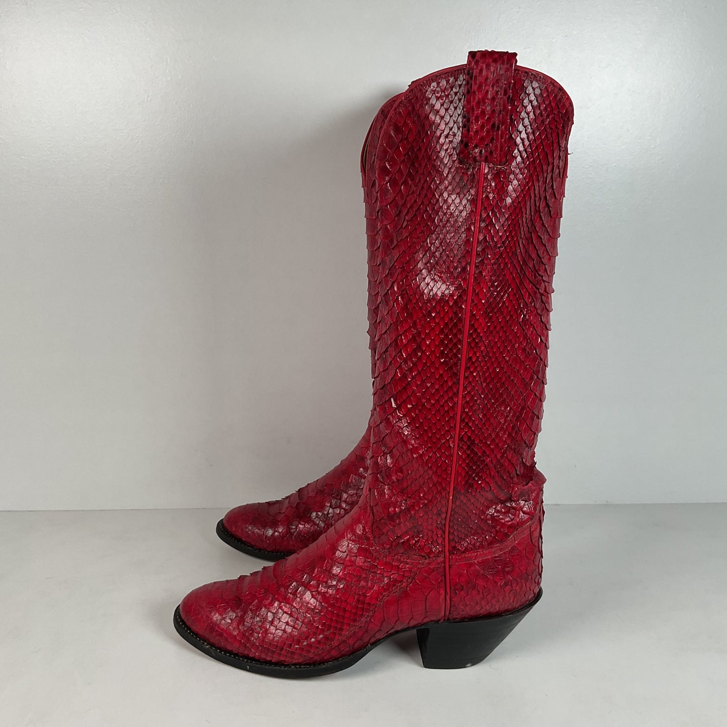 Tony Lama Full Python Cowboy Boots | Red Snakeskin | Men’s 9 | Women’s 10