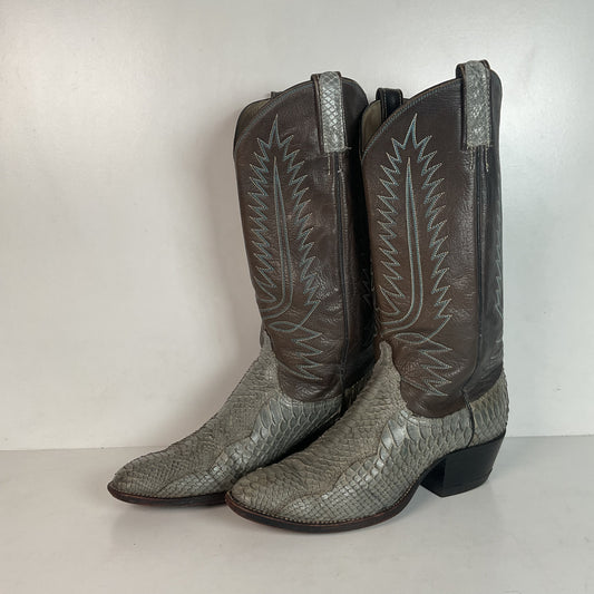 Vintage Dan Post Grey Python Cowgirl Boots 8 C USA Made