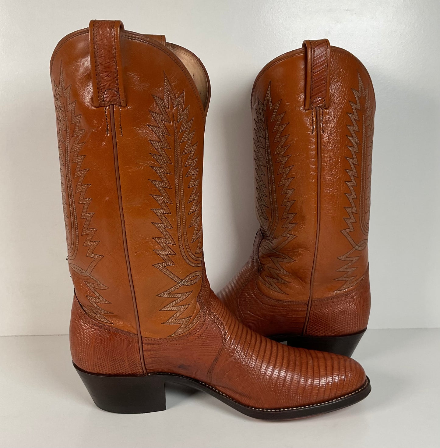 Vintage Dan Post Teju Lizard Cowboy Boots | Peanut Brittle | Men’s 10 D