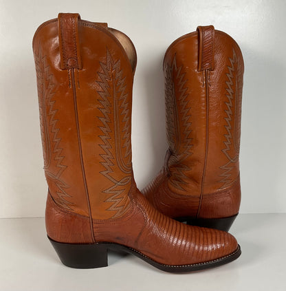 Vintage Dan Post Teju Lizard Cowboy Boots | Peanut Brittle | Men’s 10 D