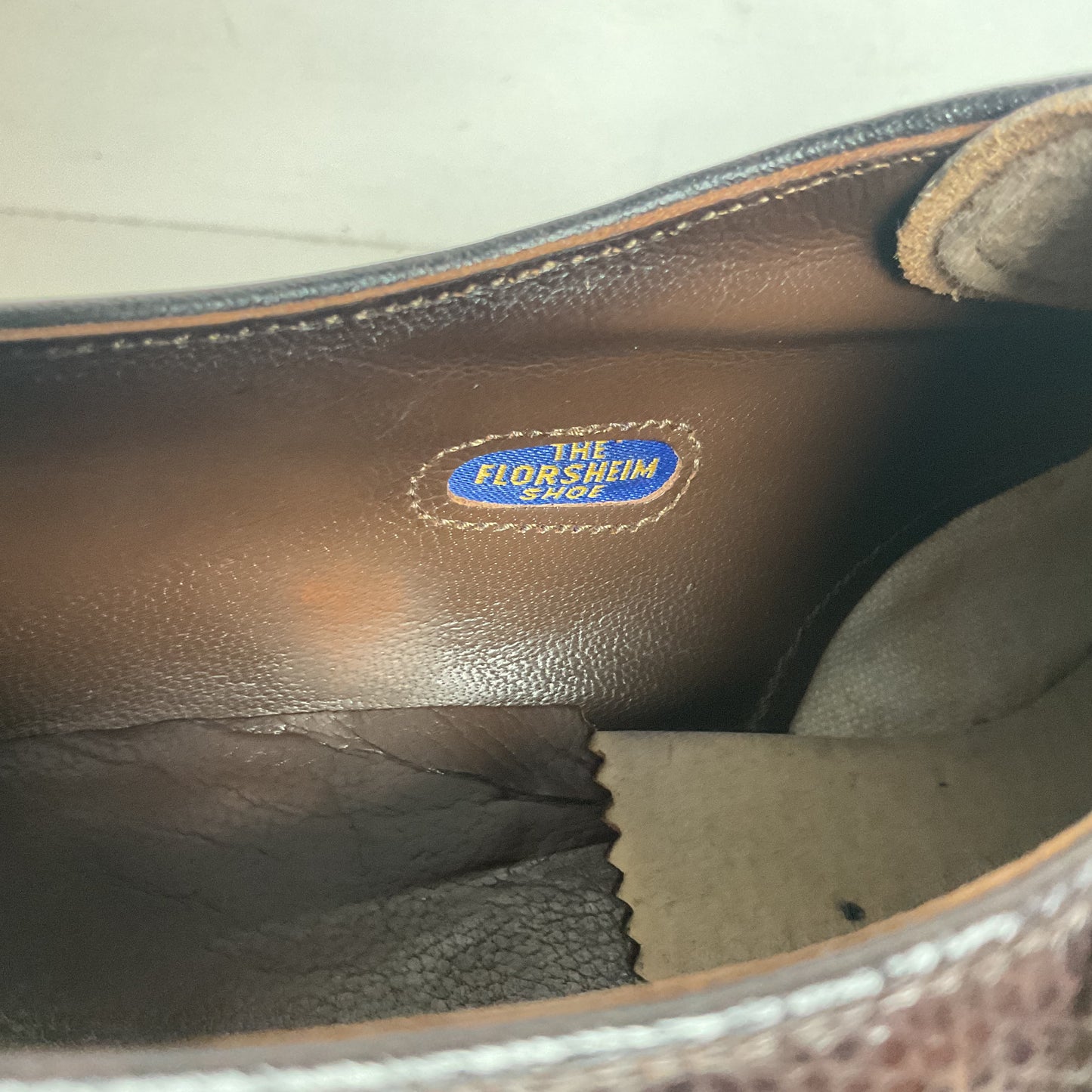 Vintage Florsheim Brown Derby Shoes 10 D Apron Toe