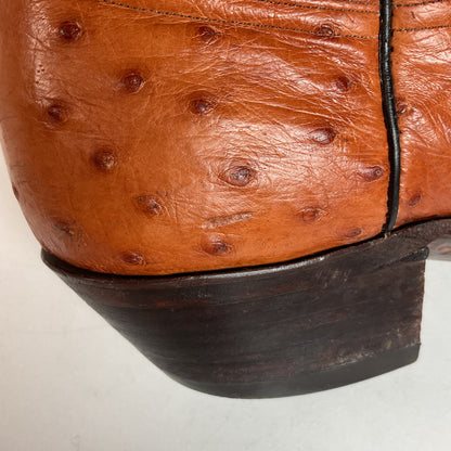 Custom Full Ostrich Quill Cowboy Boots 10 Wide Exotic Mule Ear