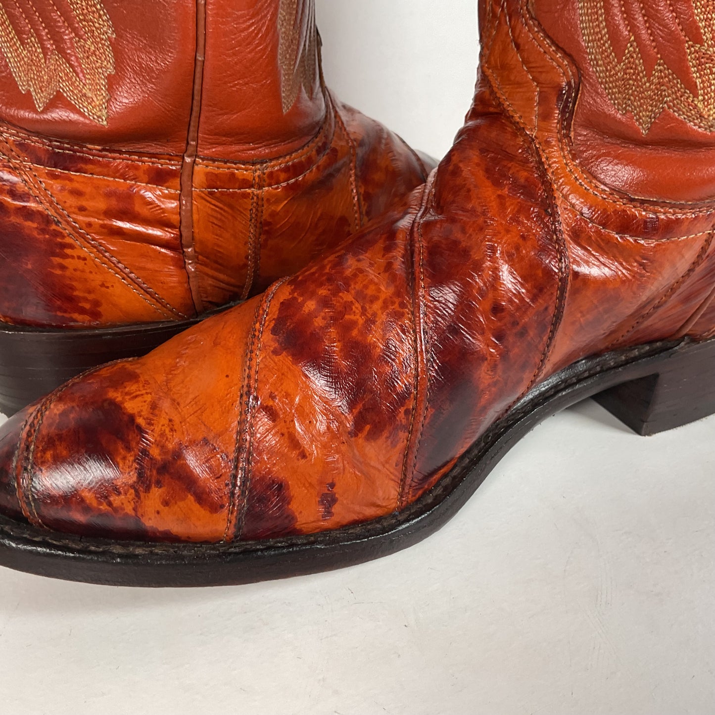 Vintage J. Chisholm Eel Skin Cowboy Boots | Exotic | USA Made | Men’s 8.5 D
