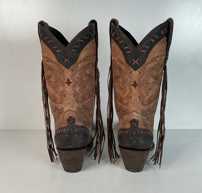 Lucchese Tucson Fringe Cowgirl Boots 9 B Wingtip