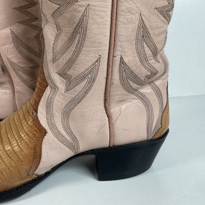 Vintage Larry Mahan Teju Lizard Cowgirl Boots | Peach | 1980s | Women’s 6 B