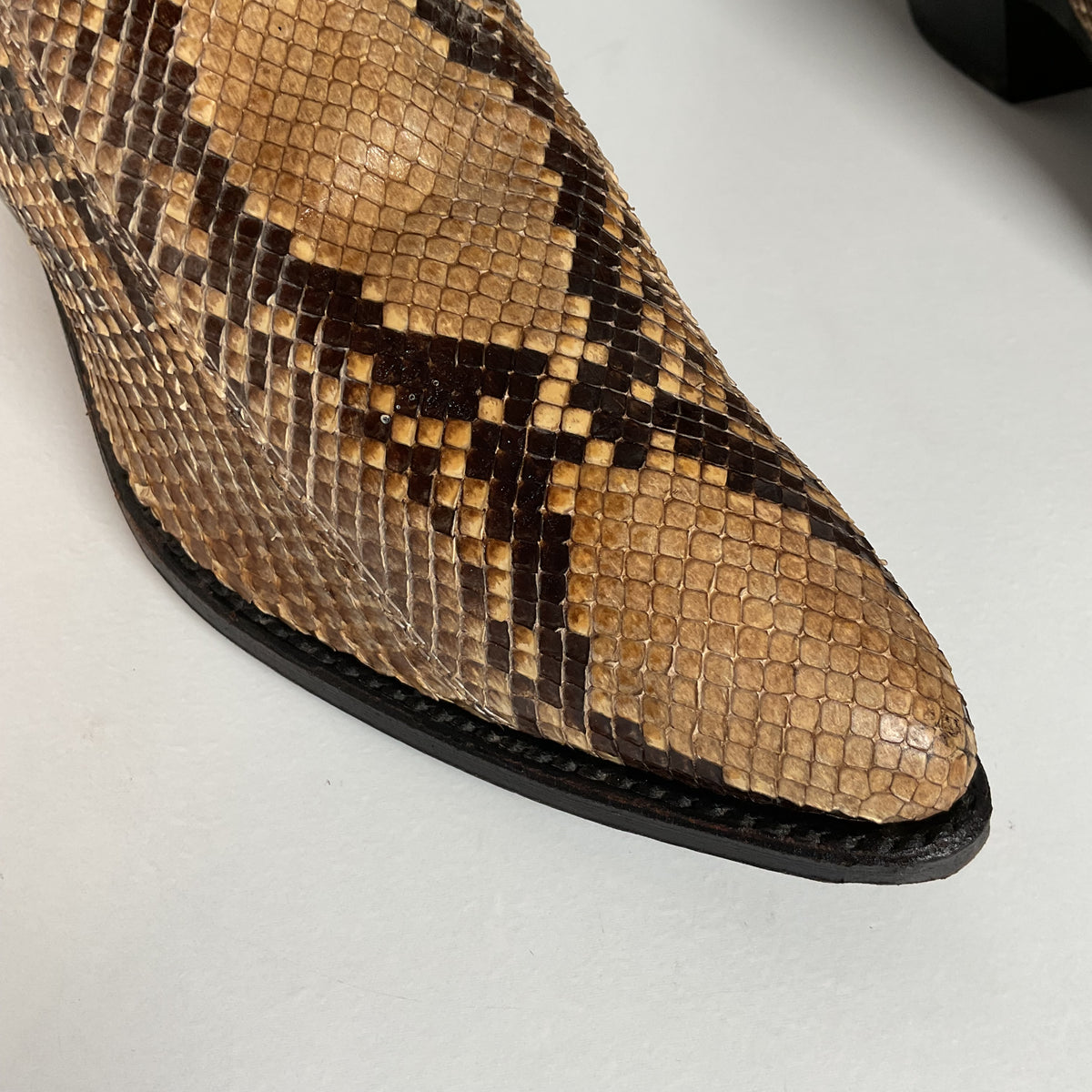 Vintage Abilene Snakeskin Cowgirl Boots | Tooled Python Overlay | Women’s 7.5 M