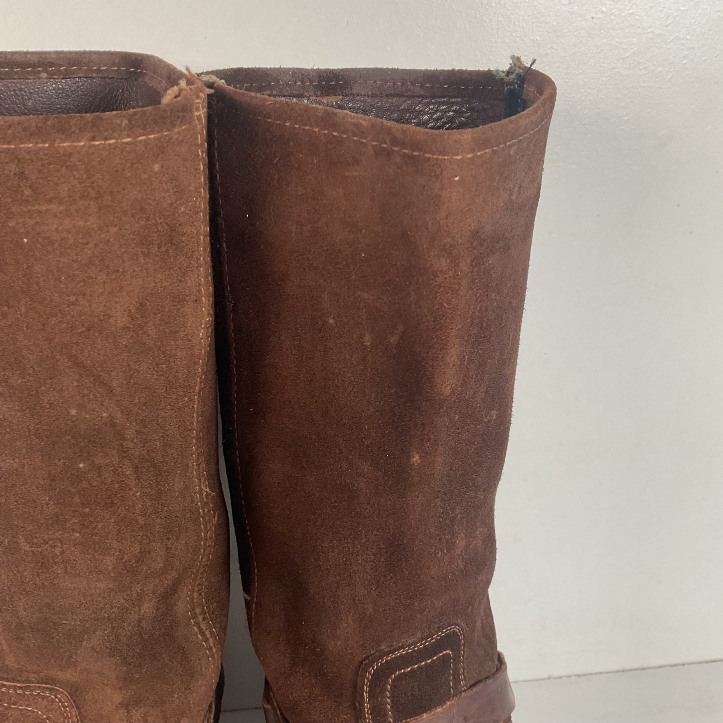 1970s Sears Chocolate Suede Harness Boots Men’s 10 B (Narrow) USA Made