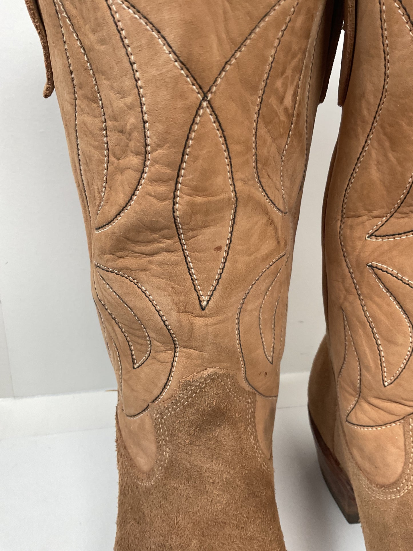 Vintage 1960s Rough Out Suede Cowboy Boots 10 D USA Made