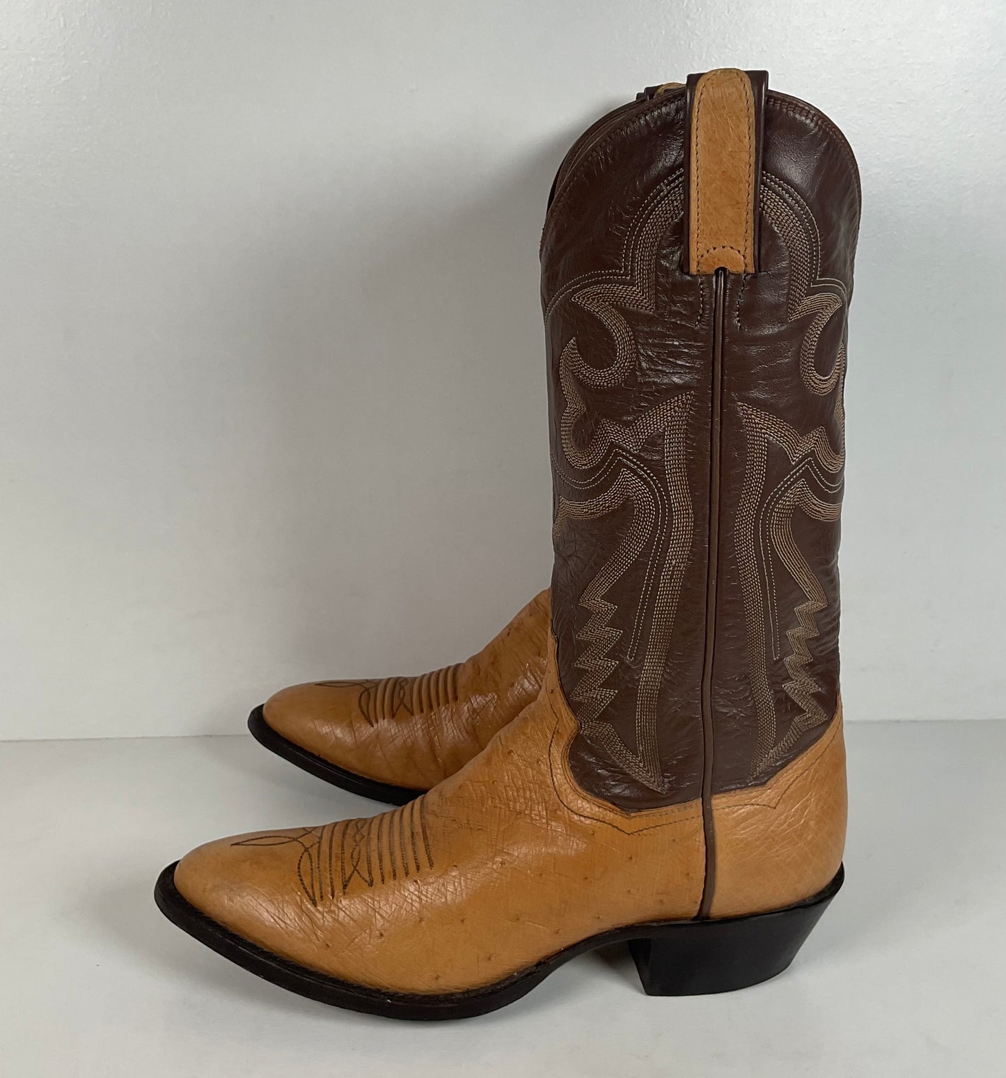 Vintage Panhandle Slim Cowboy Boots | Ostrich Leg & Smooth | Set of (2) | 8 D