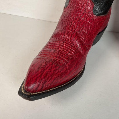 Vintage Hondo Shark Skin Cowgirl Boots 7.5 B Exotic Cherry Red